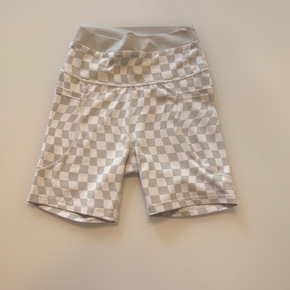 Light Green and White Checkered Shorts for Casual Wear